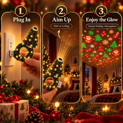 2026 New USB Plug-In Christmas Projector Night Light, 6+ Holiday Pattern Ceiling Lamp.