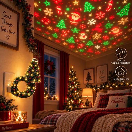 2026 New USB Plug-In Christmas Projector Night Light, 6+ Holiday Pattern Ceiling Lamp.